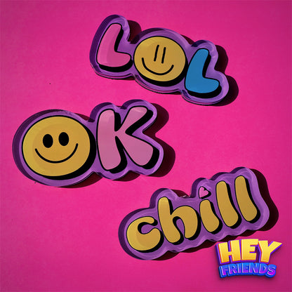 "Chill OK LoL" Pack of 3 Refrigerator Magnets